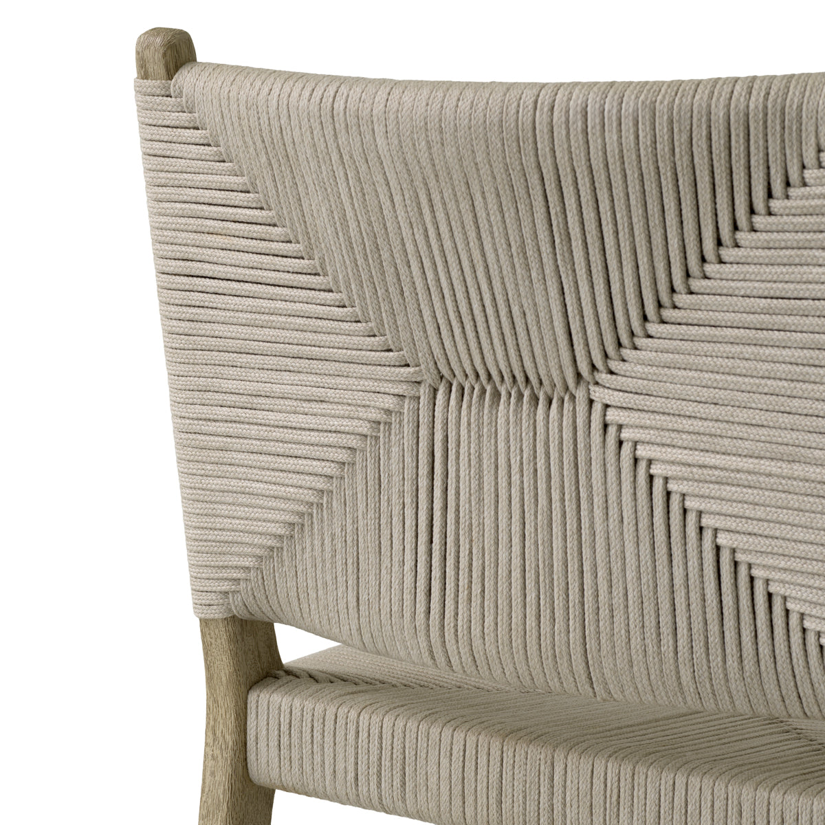 Scaun dining de exterior Pivetti, tec îmbătrânit, frânghie gri deschis