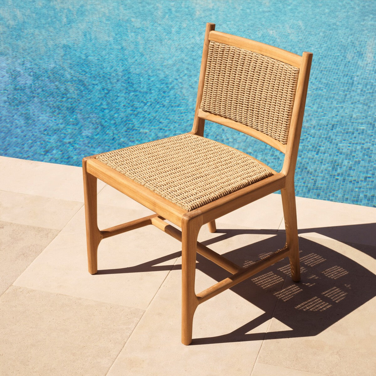 Scaun dining de exterior Pivetti, tec natural, ratan sintetic