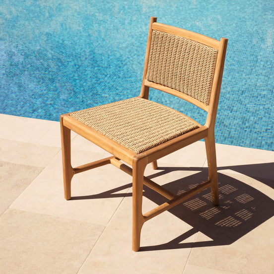 Scaun dining de exterior Pivetti, tec natural, ratan sintetic