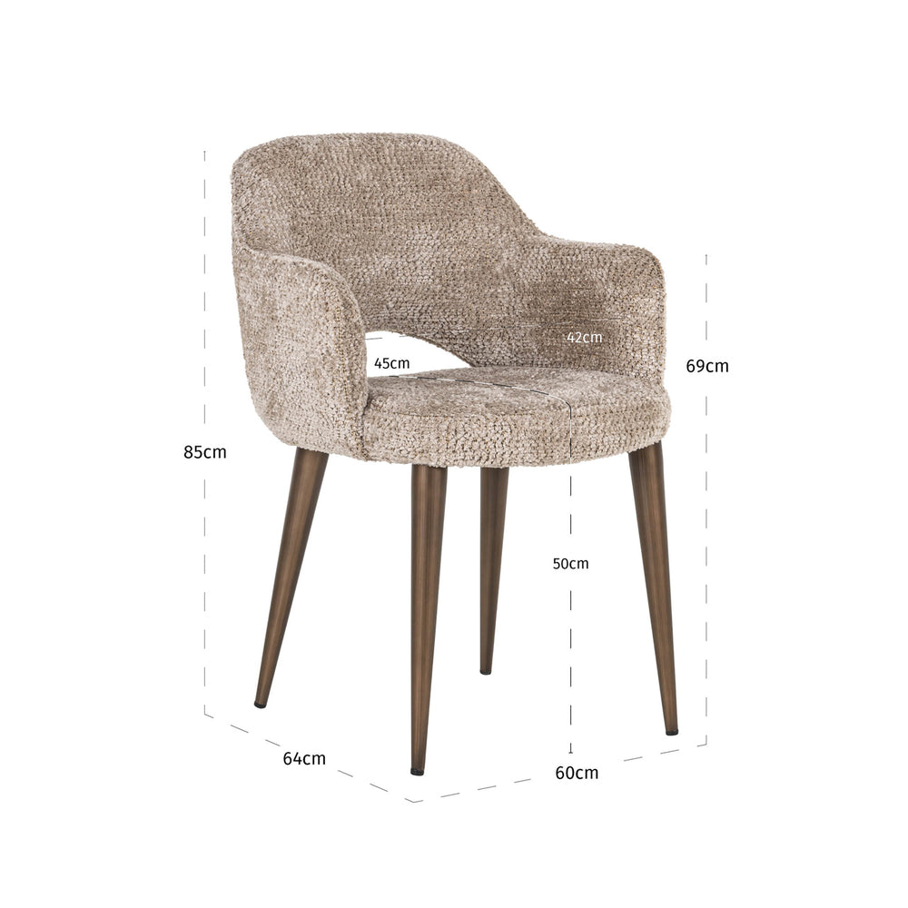 Scaun dining Delphina, lovely nature, ignifug – desen tehnic cu dimensiuni