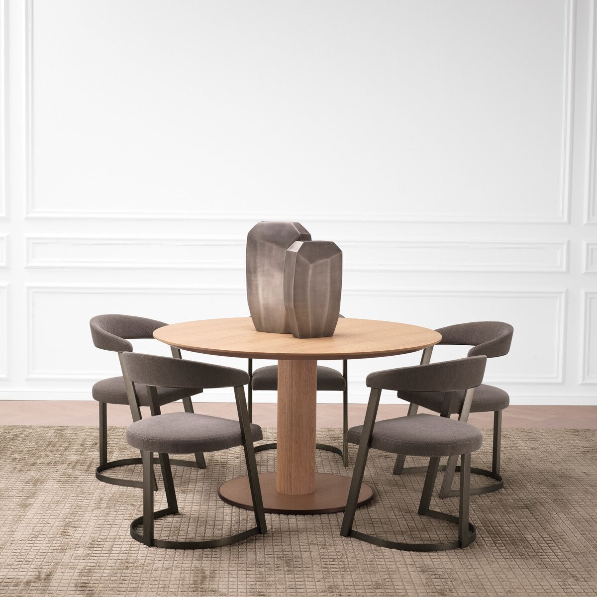 Scaun dining Dexter, finisaj bronz mediu, Abrasia gri