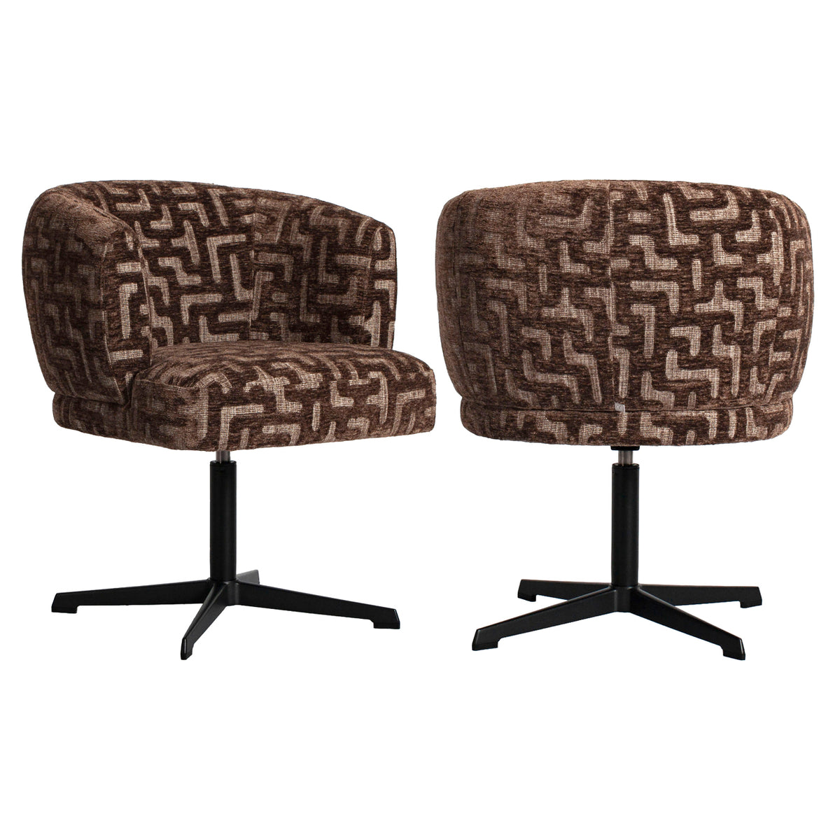 Scaun dining Dinan, labyrinth maro, rotativ, ignifug
