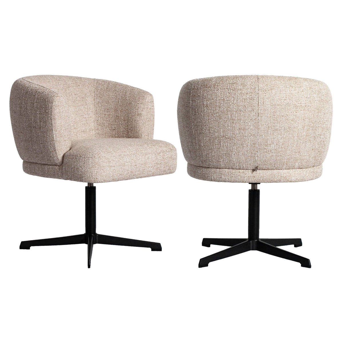 Scaun dining Dinan, tweed crem, rotativ, ignifug