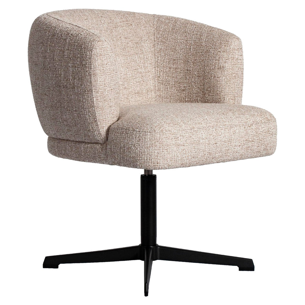 Scaun dining Dinan, tweed crem, rotativ, ignifug