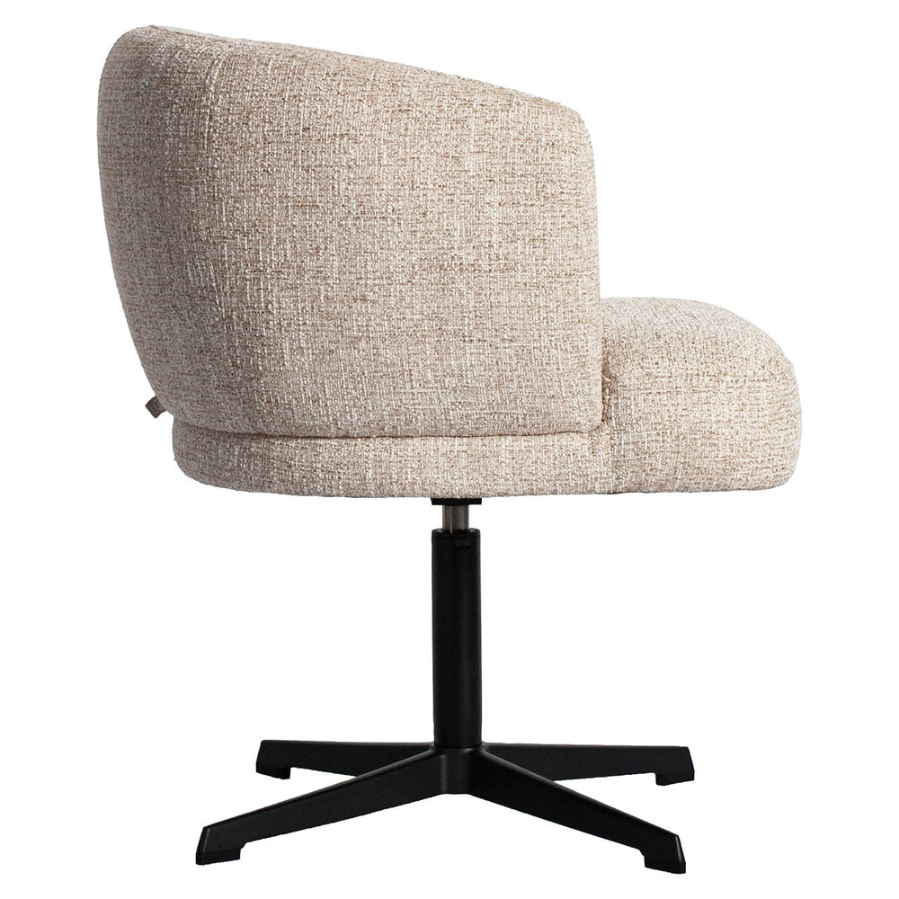 Scaun dining Dinan, tweed crem, rotativ, ignifug