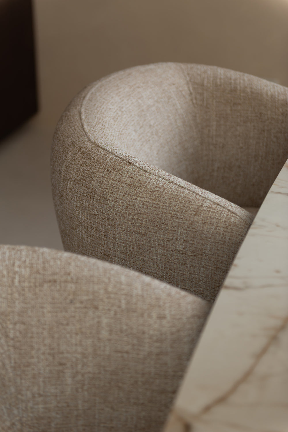 Scaun dining Dinan, tweed crem, rotativ, ignifug – ambient