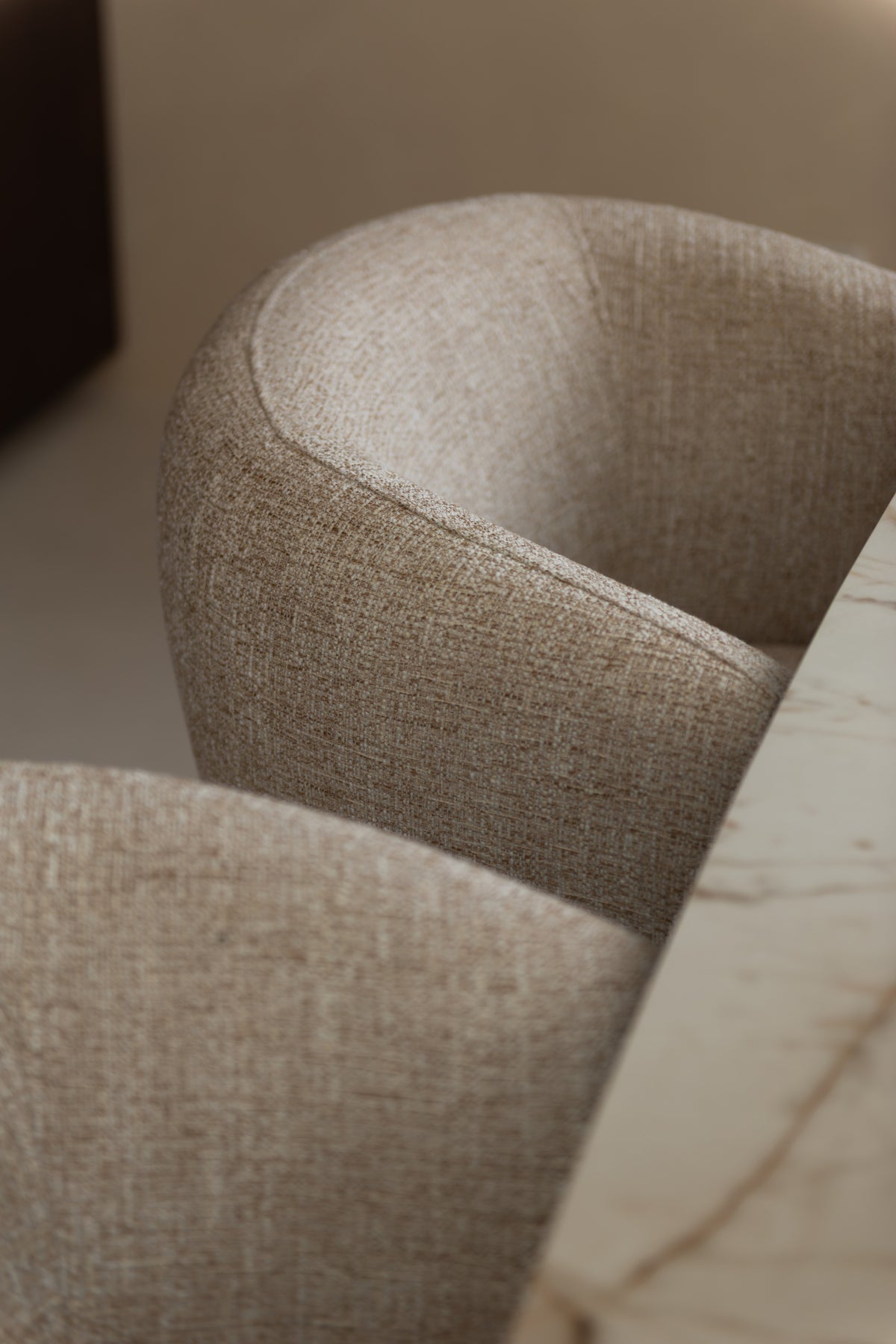 Scaun dining Dinan, tweed crem, rotativ, ignifug – ambient