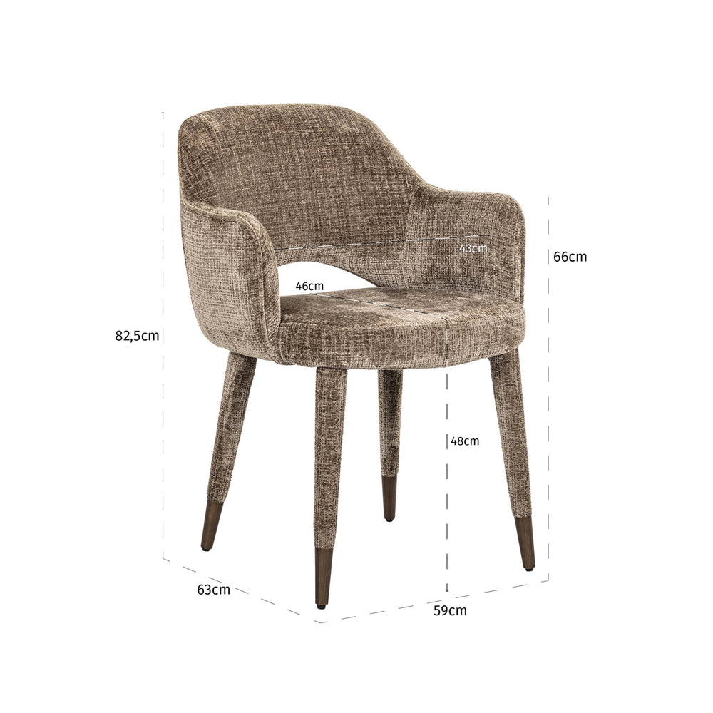 Scaun dining Donnatella, niagara stone, ignifug – desen tehnic cu dimensiuni