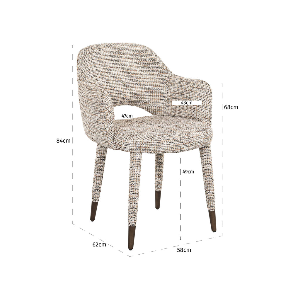 Scaun dining Donnatella, trendy nature – desen tehnic cu dimensiuni