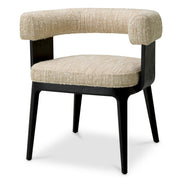 Scaun dining Dubois, furnir de stejar negru, bouclé Sonata crem