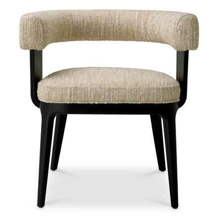Scaun dining Dubois, furnir de stejar negru, bouclé Sonata crem