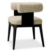 Scaun dining Dubois, furnir de stejar negru, bouclé Sonata crem