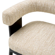 Scaun dining Dubois, furnir de stejar negru, bouclé Sonata crem