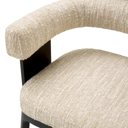 Scaun dining Dubois, furnir de stejar negru, bouclé Sonata crem