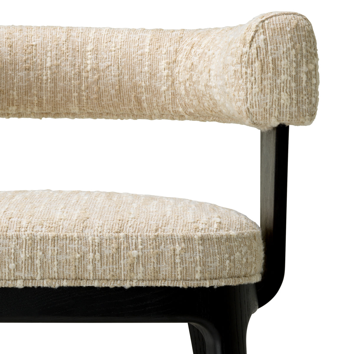 Scaun dining Dubois, furnir de stejar negru, bouclé Sonata crem