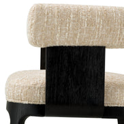 Scaun dining Dubois, furnir de stejar negru, bouclé Sonata crem