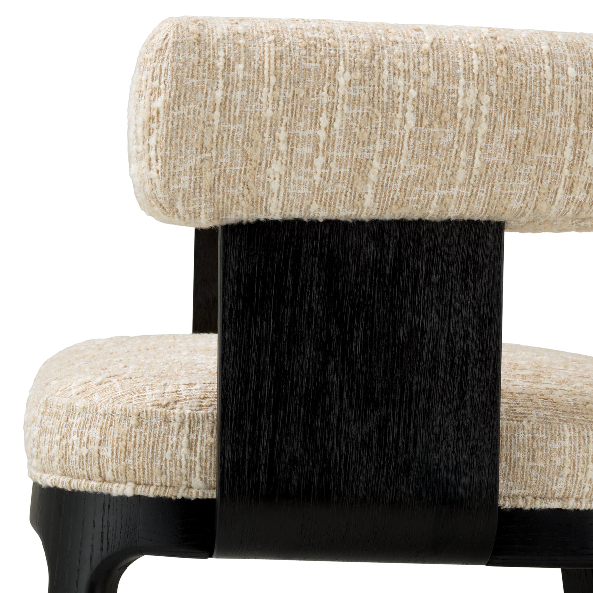 Scaun dining Dubois, furnir de stejar negru, bouclé Sonata crem