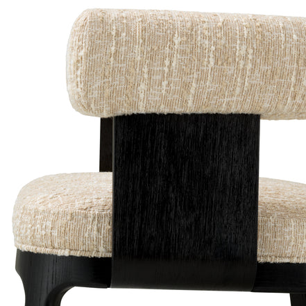 Scaun dining Dubois, furnir de stejar negru, bouclé Sonata crem