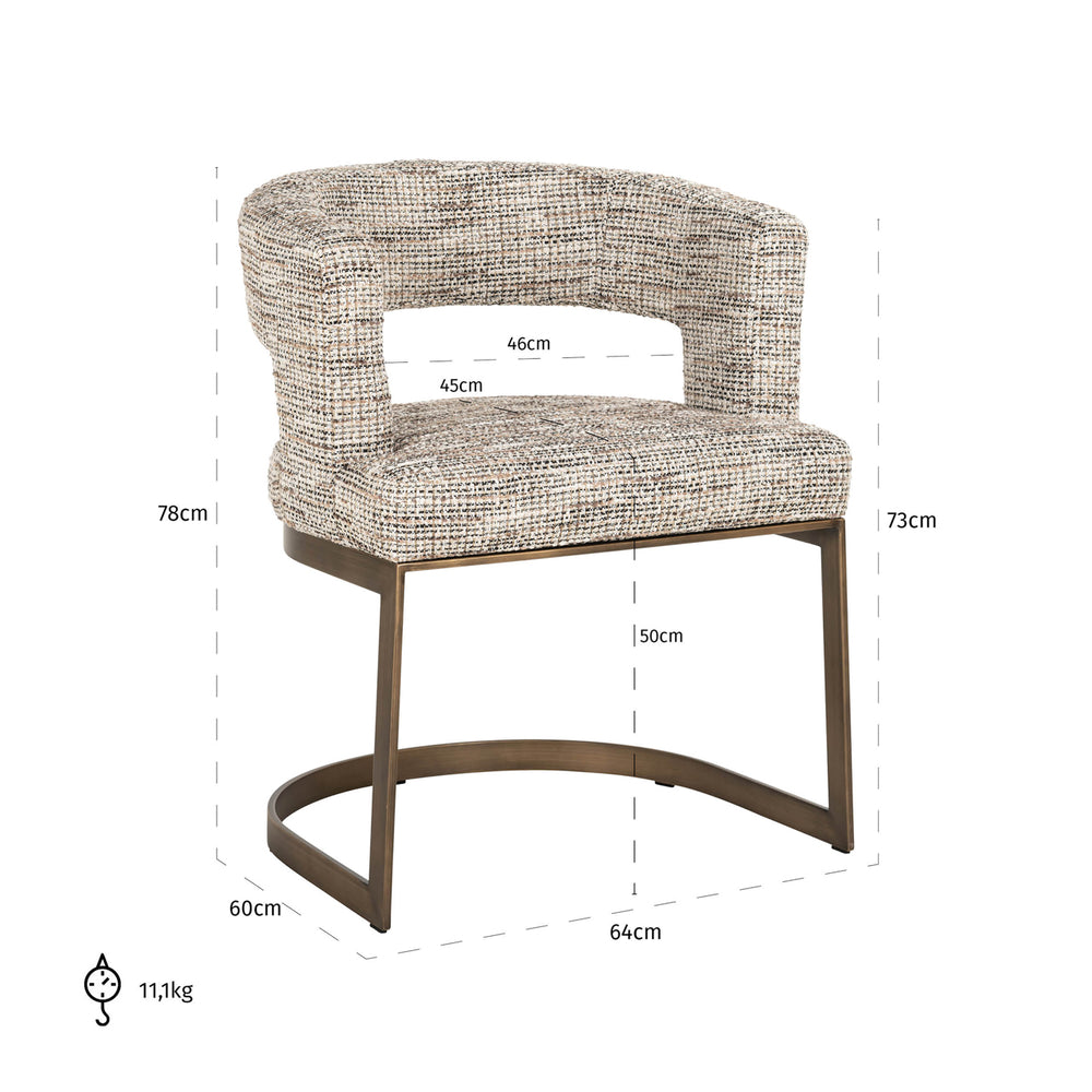 Scaun dining Ellis, trendy nature – desen tehnic cu dimensiuni