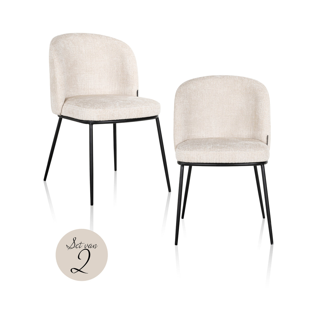 Scaun dining Elvi, niagara bej, ignifug (set de 2)