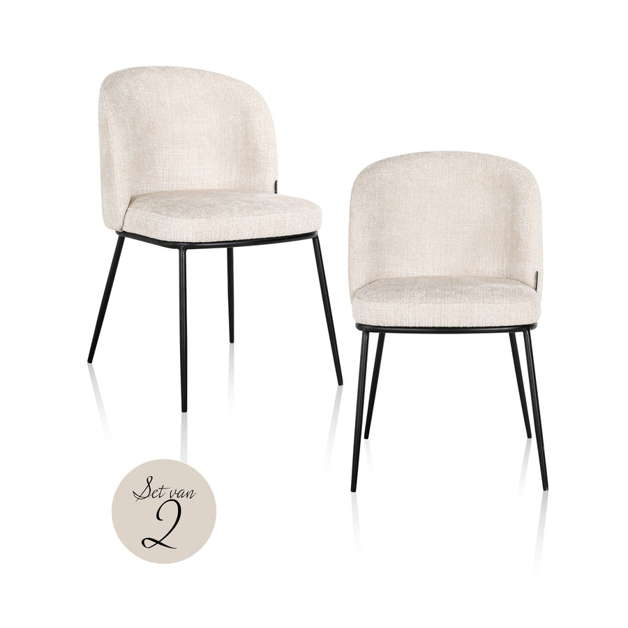 Scaun dining Elvi, niagara bej, ignifug (set de 2)