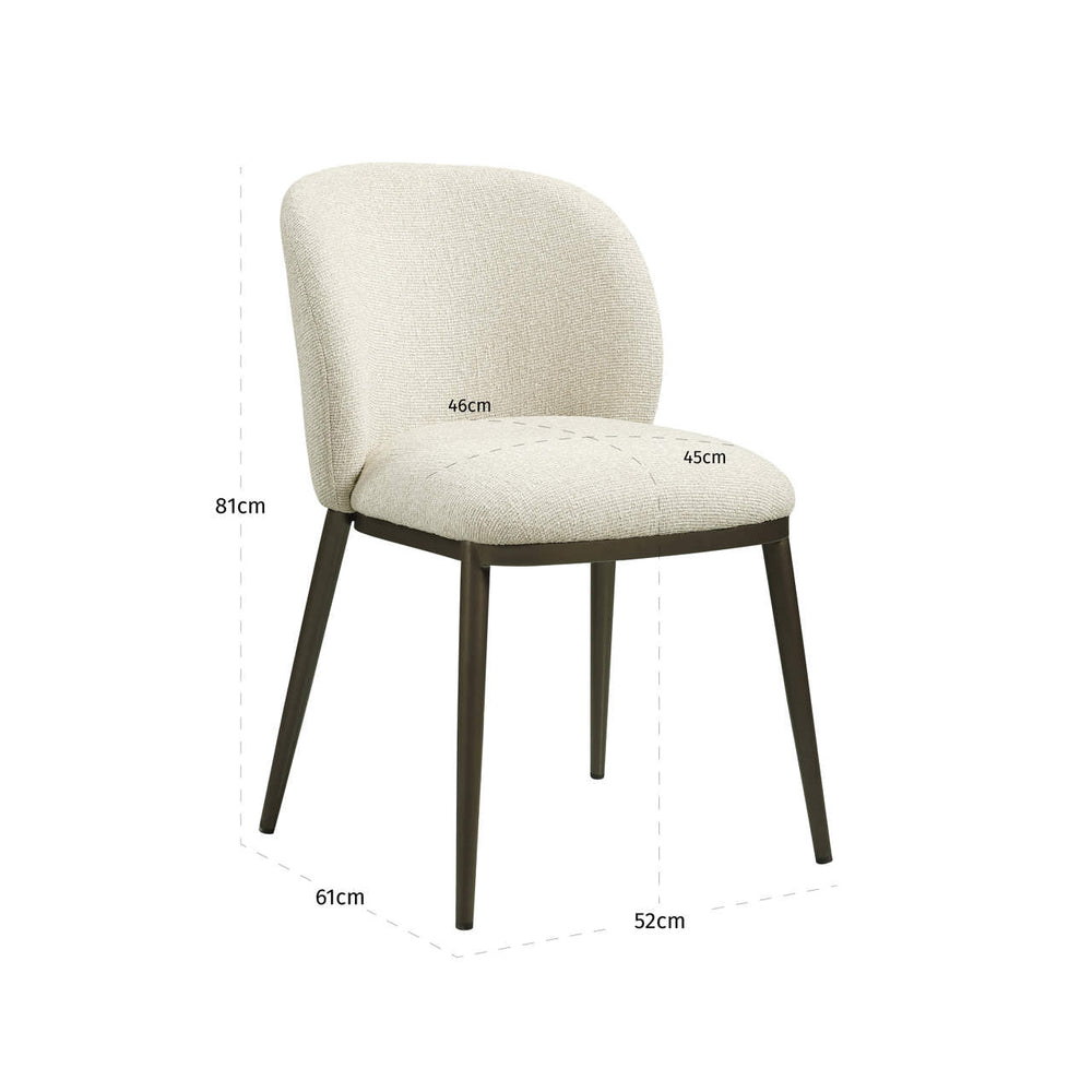 Scaun dining Gandy, biscotti, ignifug – desen tehnic cu dimensiuni