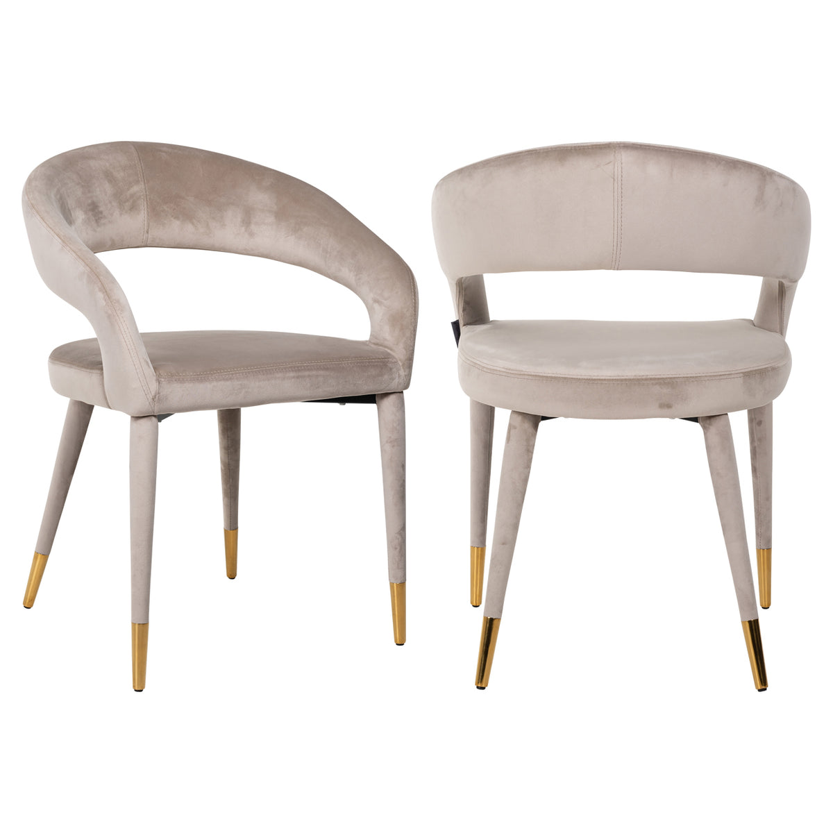 Scaun dining Gia, catifea kaki, ignifug