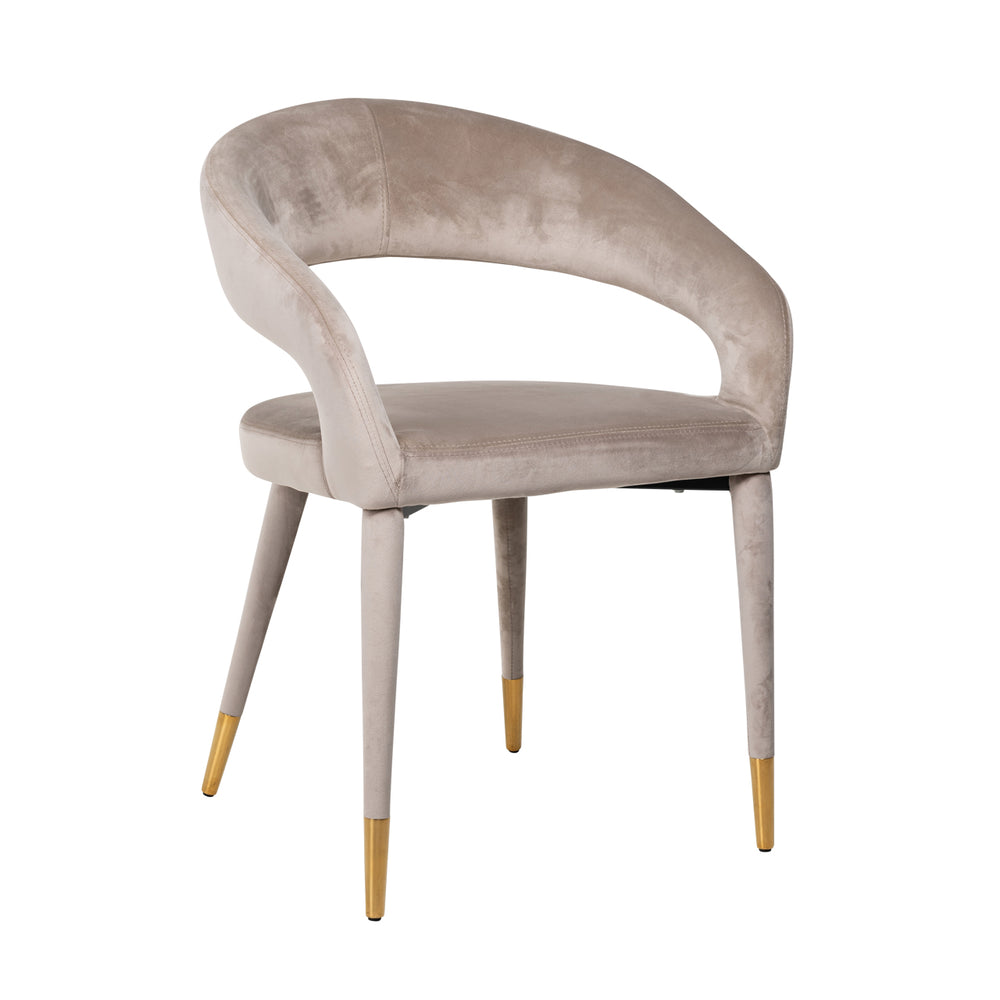 Scaun dining Gia, catifea kaki, ignifug