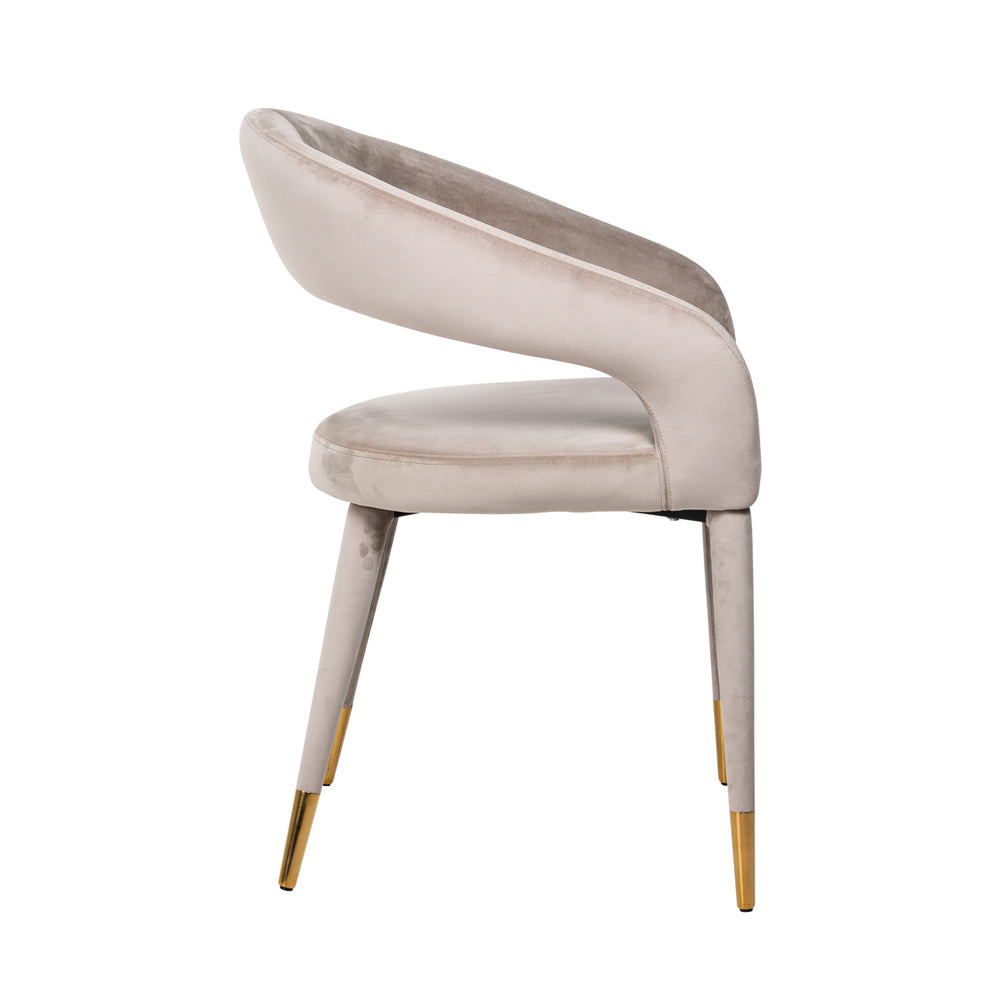 Scaun dining Gia, catifea kaki, ignifug