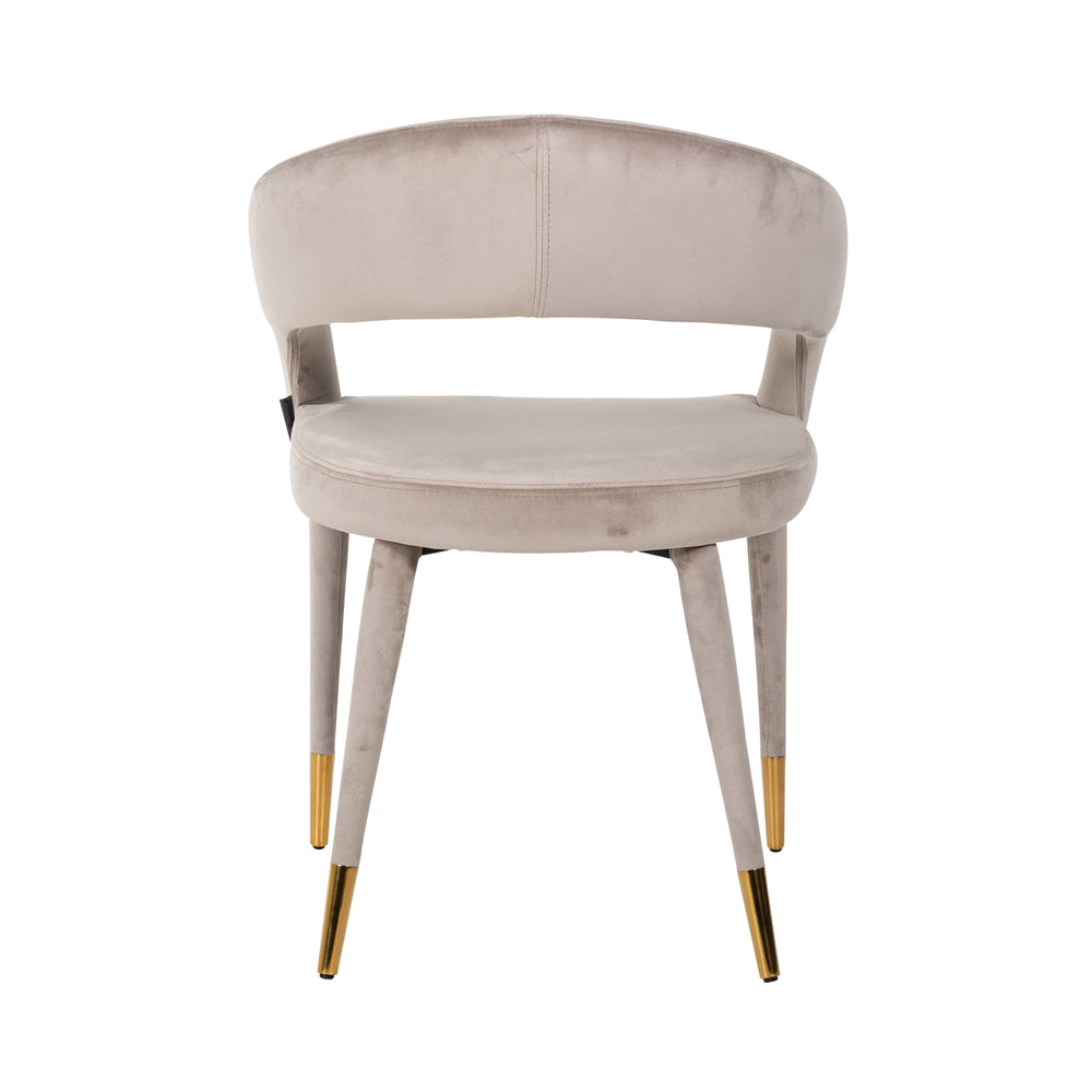 Scaun dining Gia, catifea kaki, ignifug