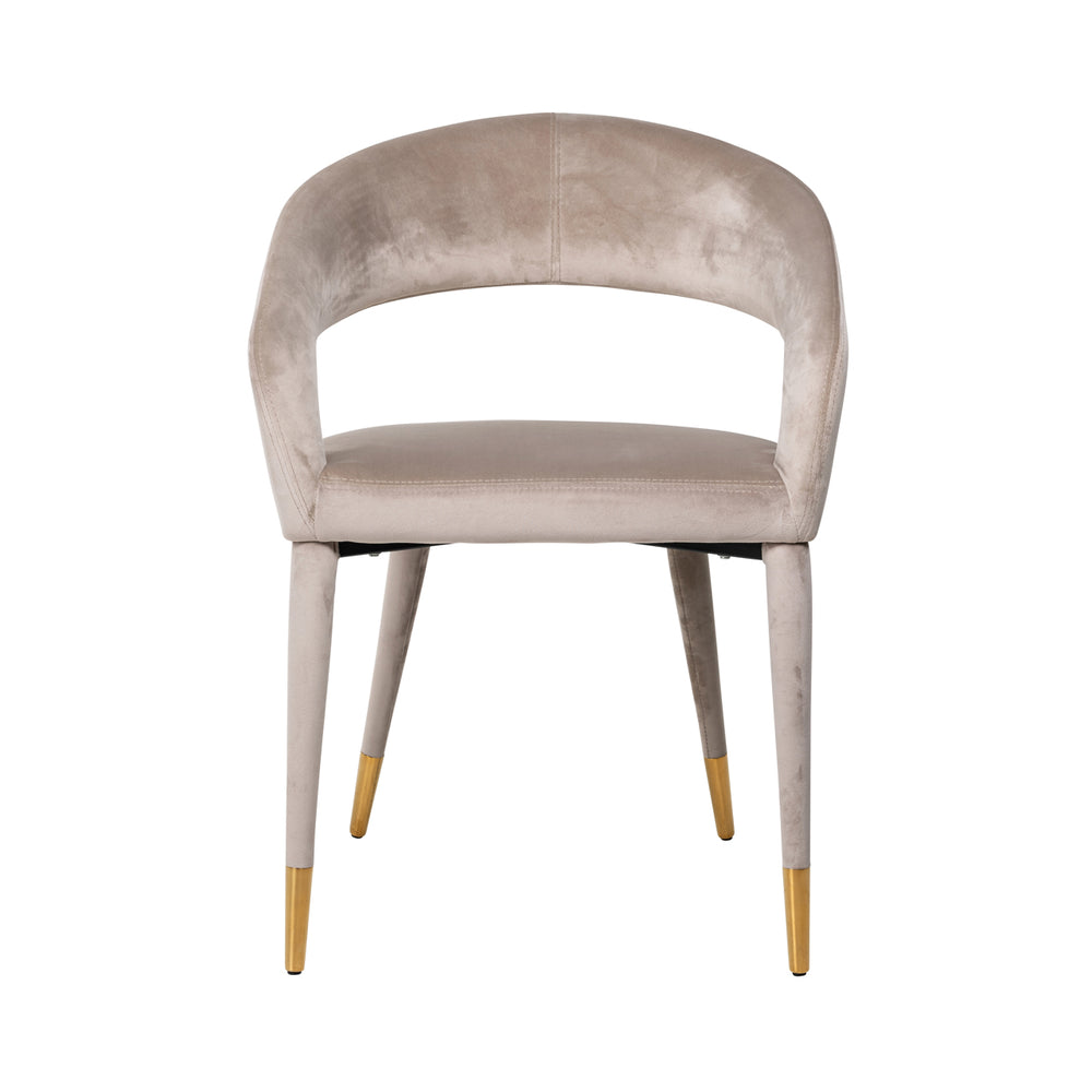 Scaun dining Gia, catifea kaki, ignifug