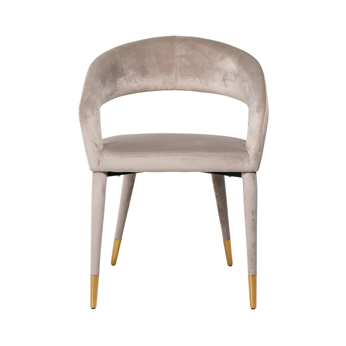 Scaun dining Gia, catifea kaki, ignifug