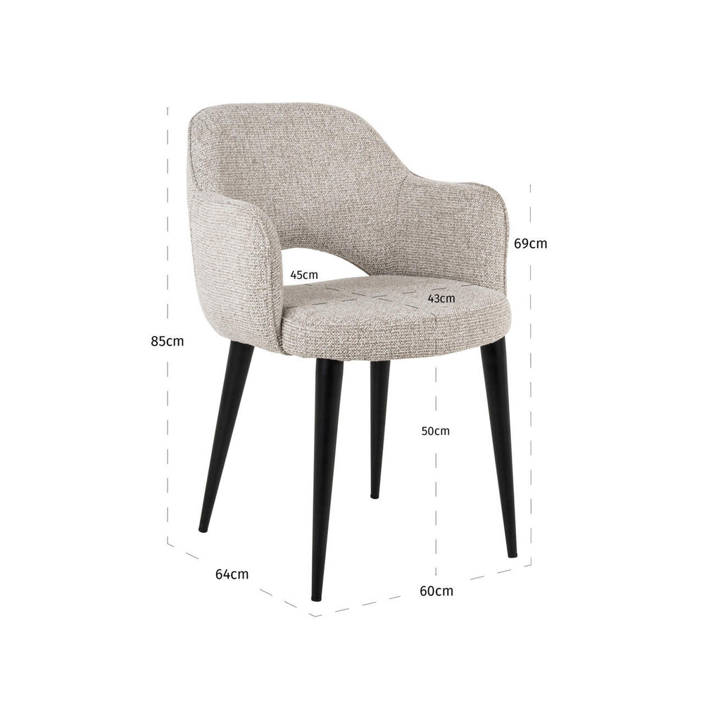 Scaun dining Giovanna, fancy natural, ignifug – desen tehnic cu dimensiuni