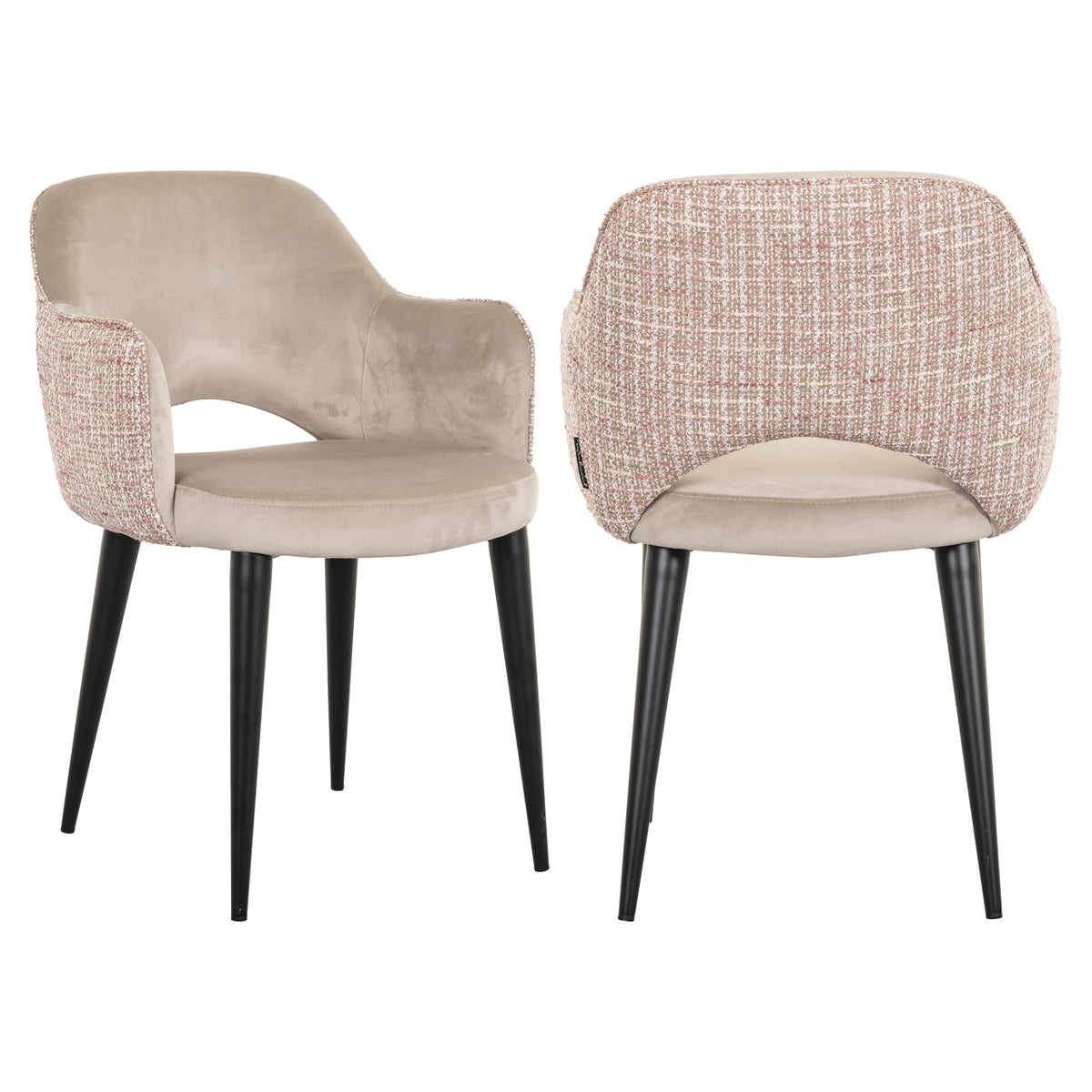 Scaun dining Giovanna, trendy rose / catifea kaki