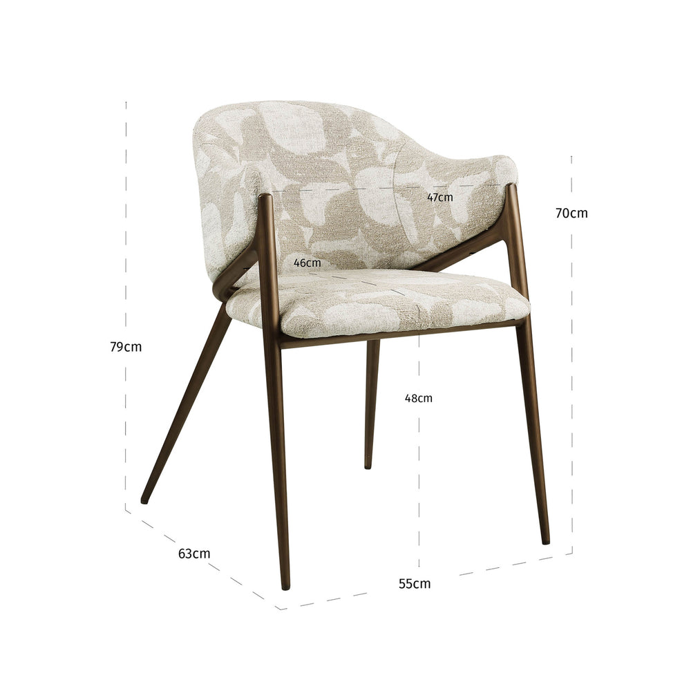 Scaun dining Gwen, oasis natural – desen tehnic cu dimensiuni