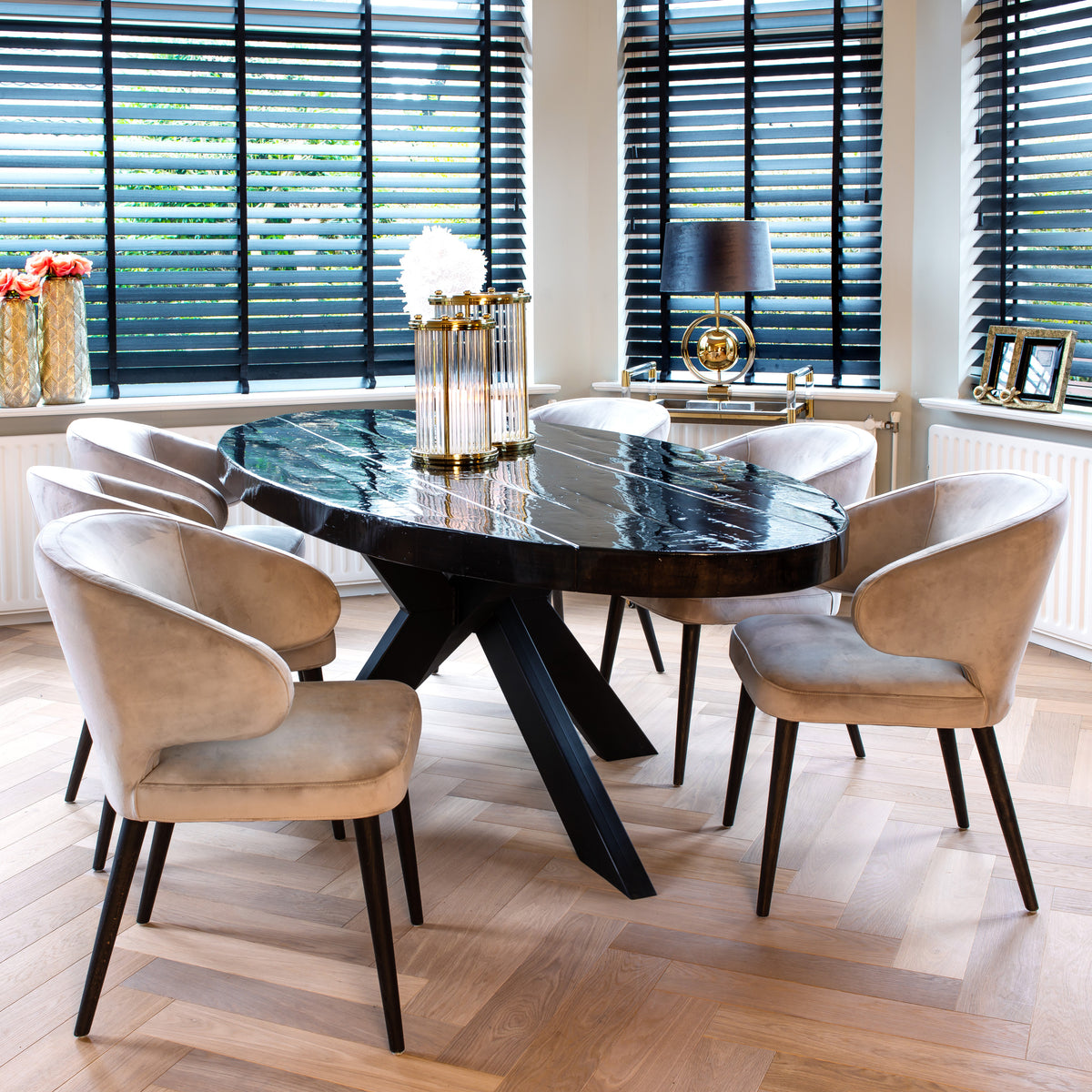 Scaun dining Indigo, catifea kaki – ambient