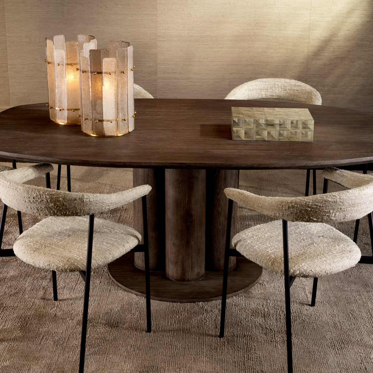 Scaun dining Julio, bouclé Sonata crem, set de 2
