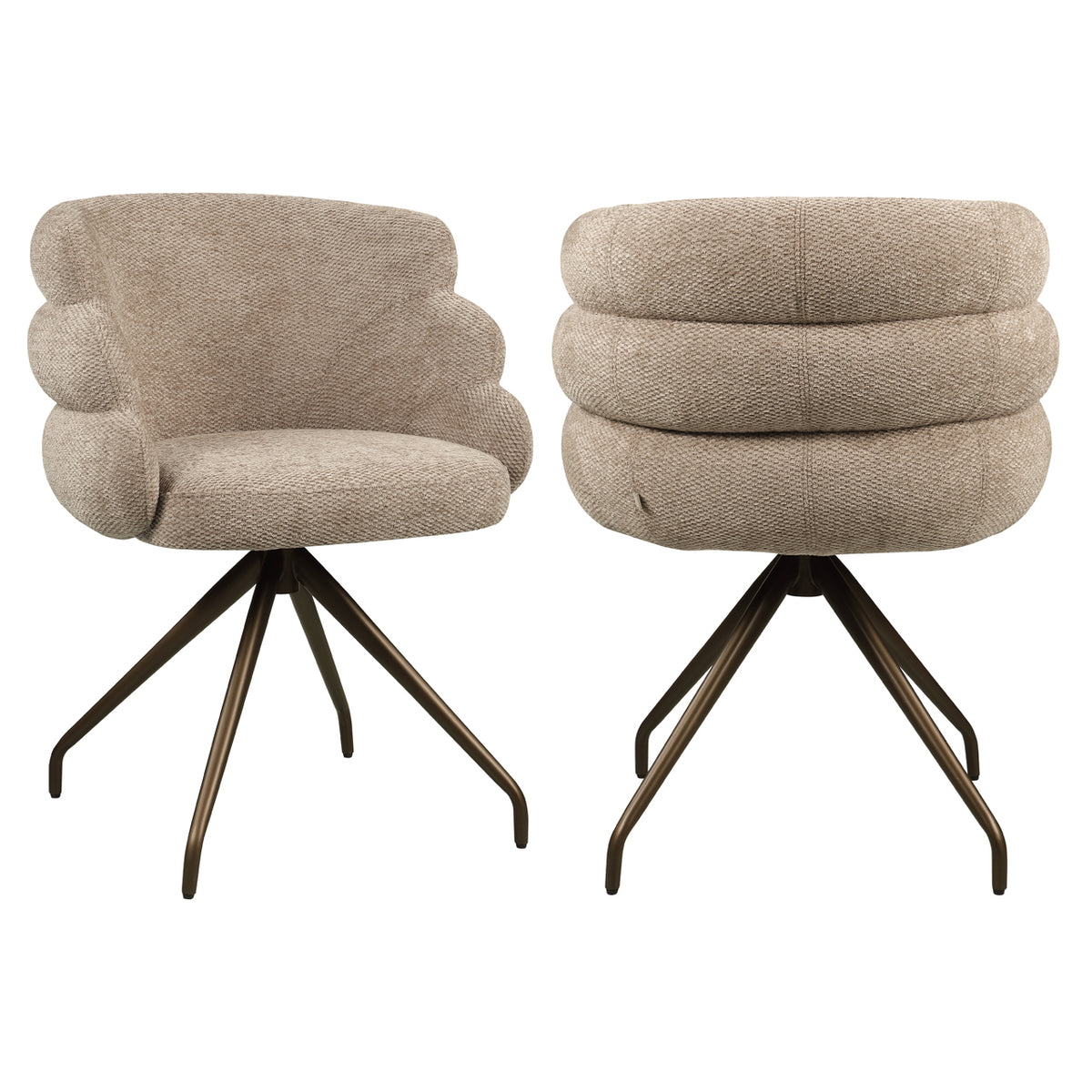 Scaun dining Kayla, boldweave moca, rotativ