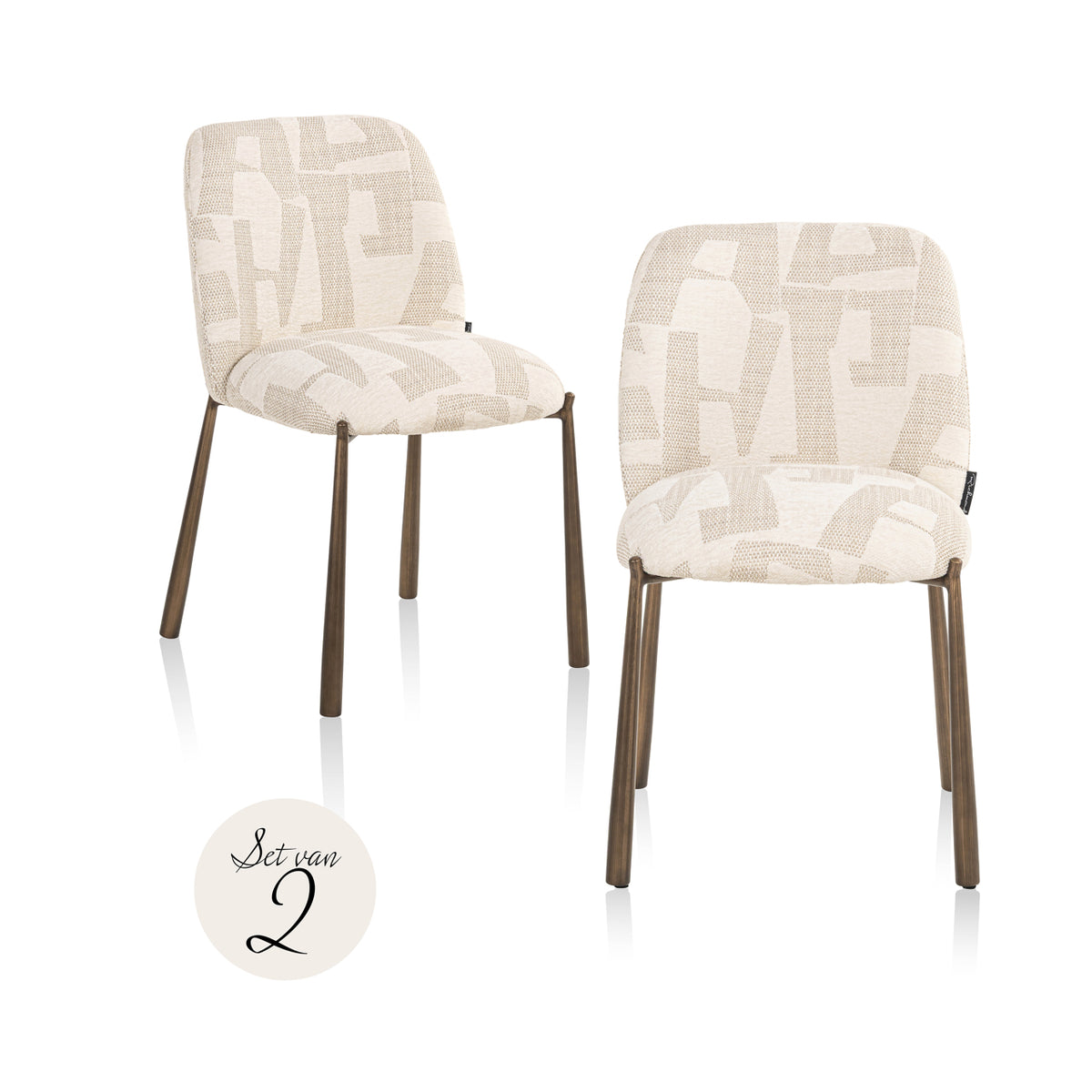 Scaun dining Lana, graffic bej (set de 2)