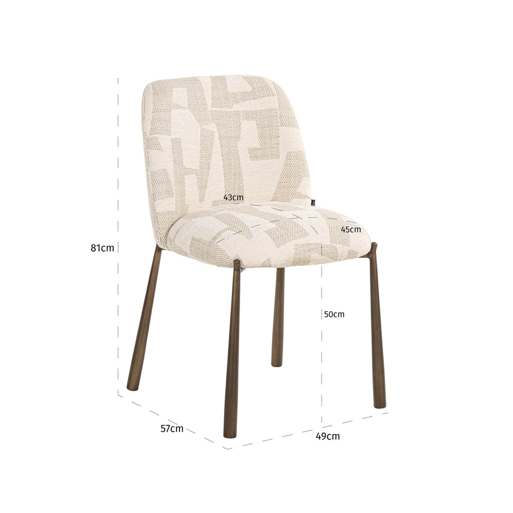 Scaun dining Lana, graffic bej (set de 2)