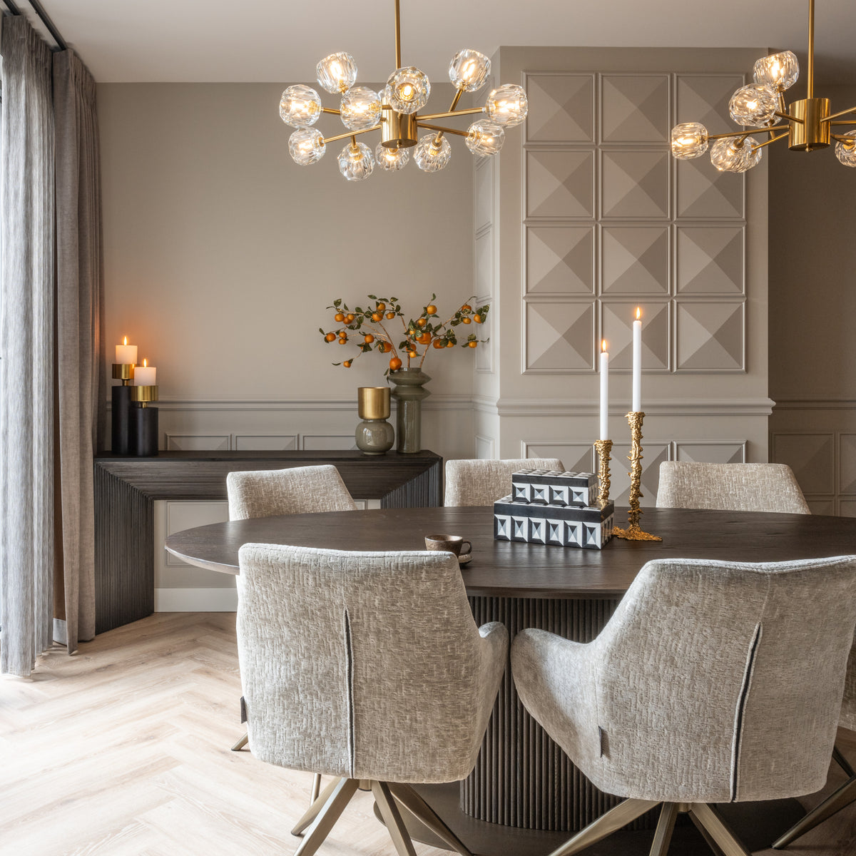 Scaun dining Lisonne, pearl island, rotativ – ambient