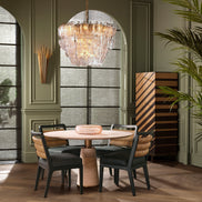 Scaun dining Luberon, finisaj negru clasic, piele neagră
