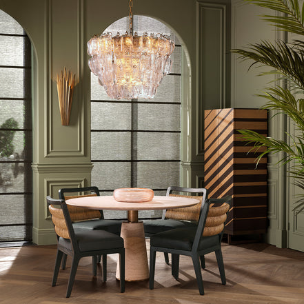 Scaun dining Luberon, finisaj negru clasic, piele neagră