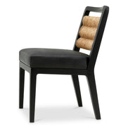 Scaun dining Luberon, finisaj negru clasic, piele neagră