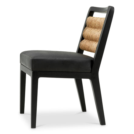 Scaun dining Luberon, finisaj negru clasic, piele neagră