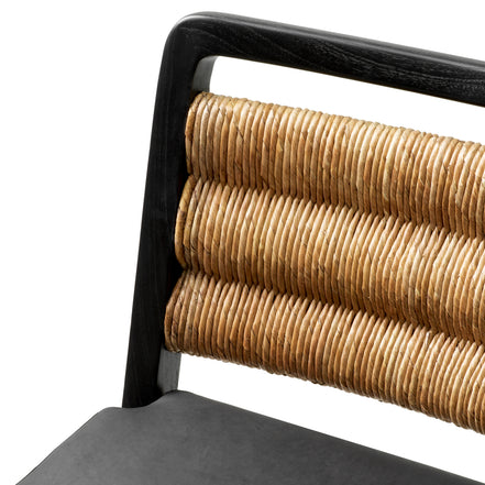 Scaun dining Luberon, finisaj negru clasic, piele neagră
