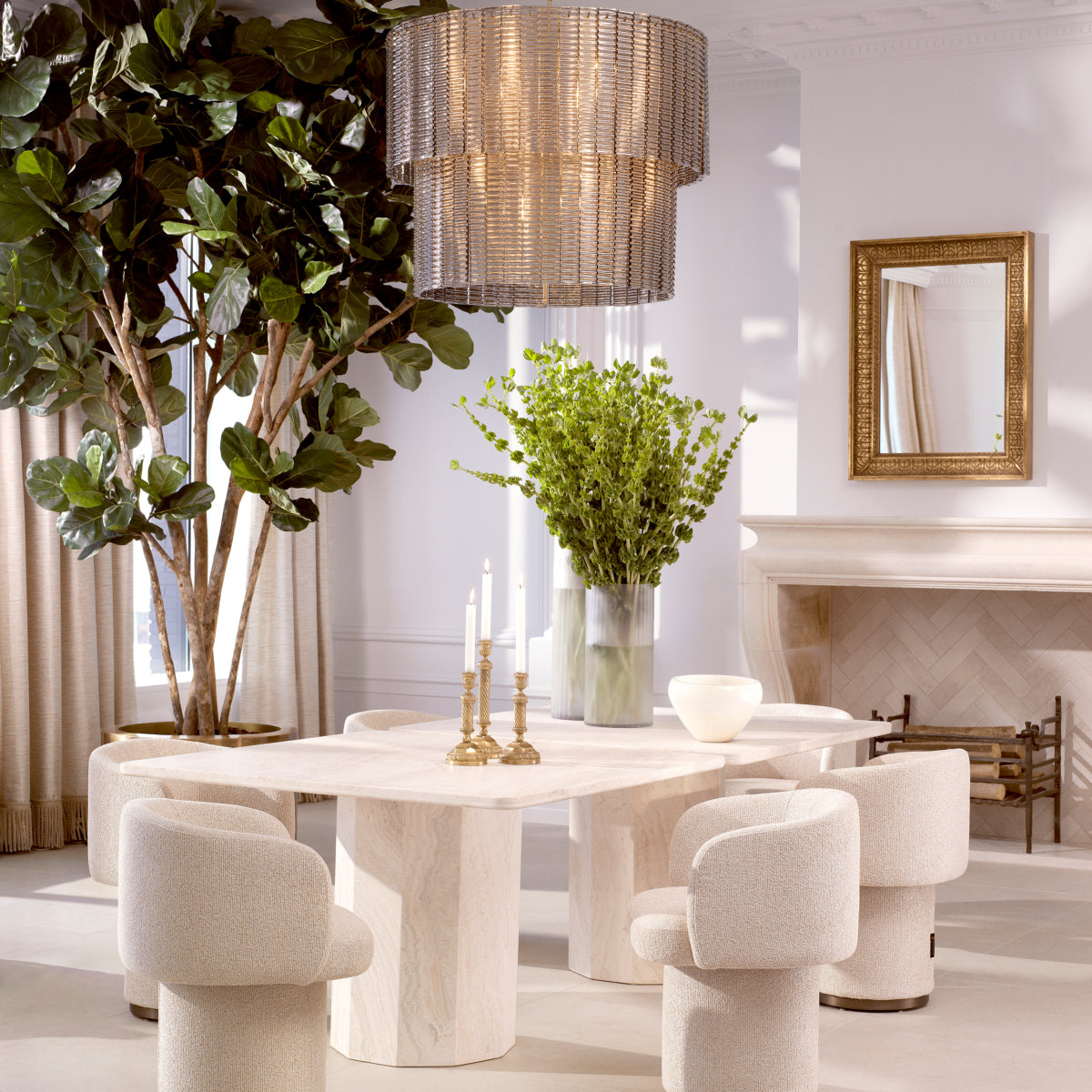 Scaun dining Marly, finisaj bronz, Palmer bej