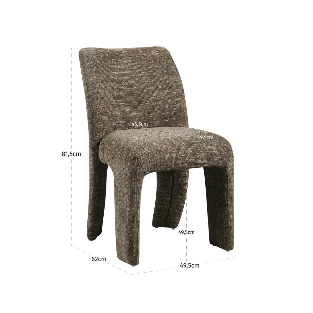 Scaun dining Maya, softweave maro (set de 2) – desen tehnic cu dimensiuni