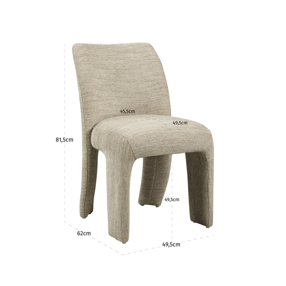Scaun dining Maya, softweave natural (set de 2) – desen tehnic cu dimensiuni