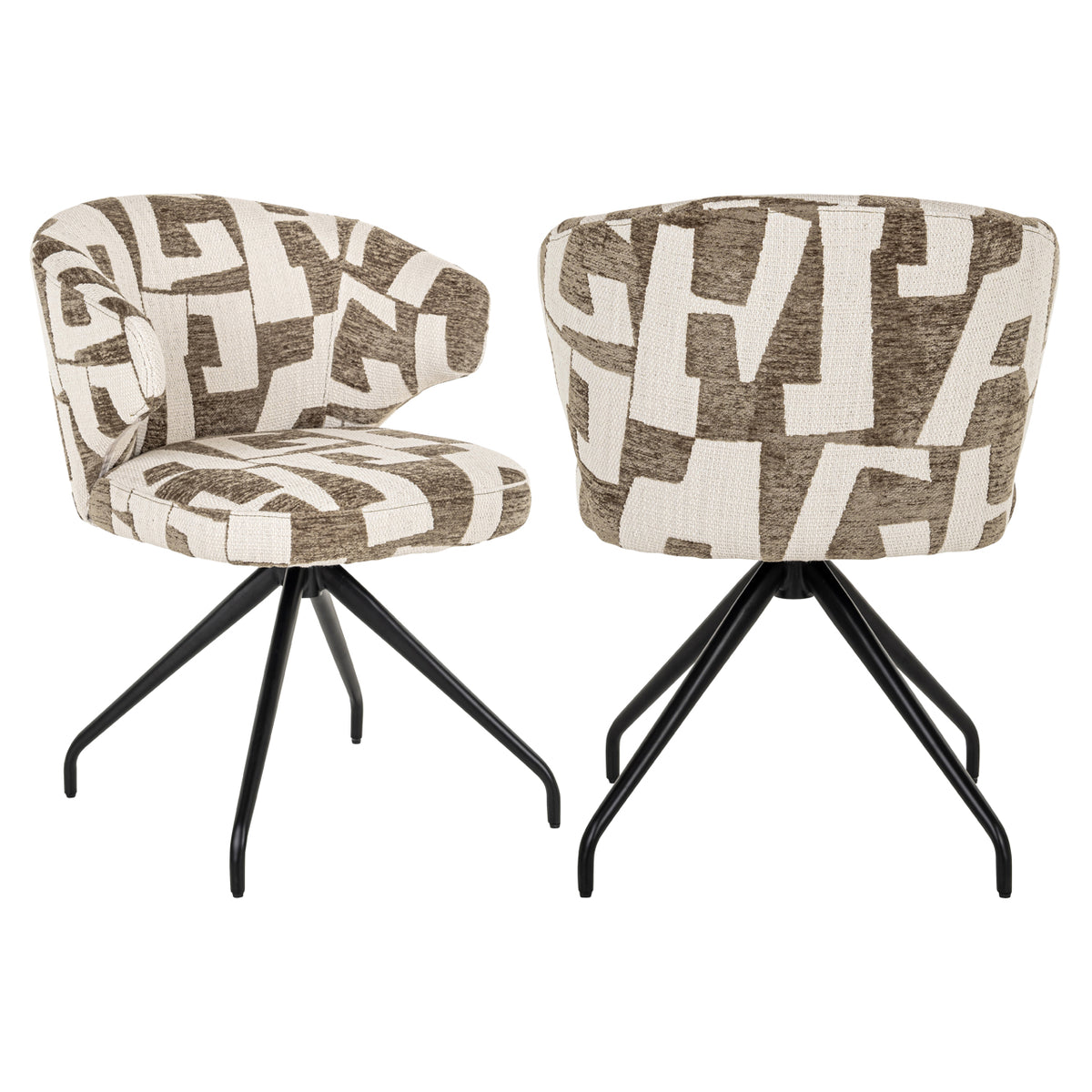 Scaun dining Milly, moss graffic, rotativ